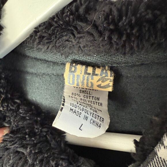 Vintage Billabong Roxy Style Striped Sherpa Lined Full Zip Hoodie Size Large - Picture 5 of 13